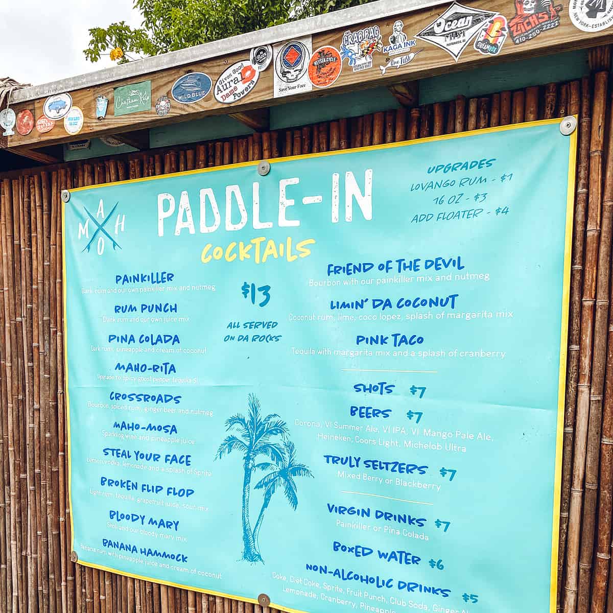 Paddle In menu