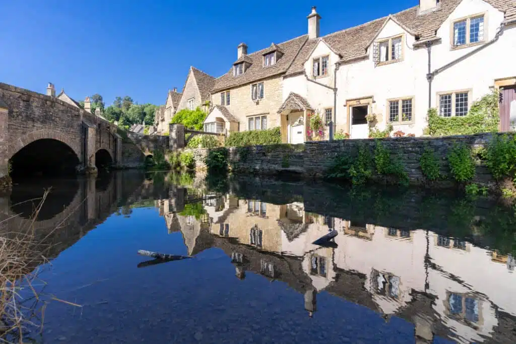 Castle Combe another quaint Cotswold village on the water. The Cotswolds are a great day trip from London by train.