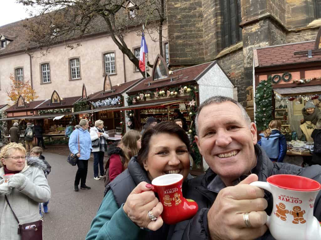 One of the few Christmas markets were there were ceramic cups for the Vin Chaud. These were cute stockings.