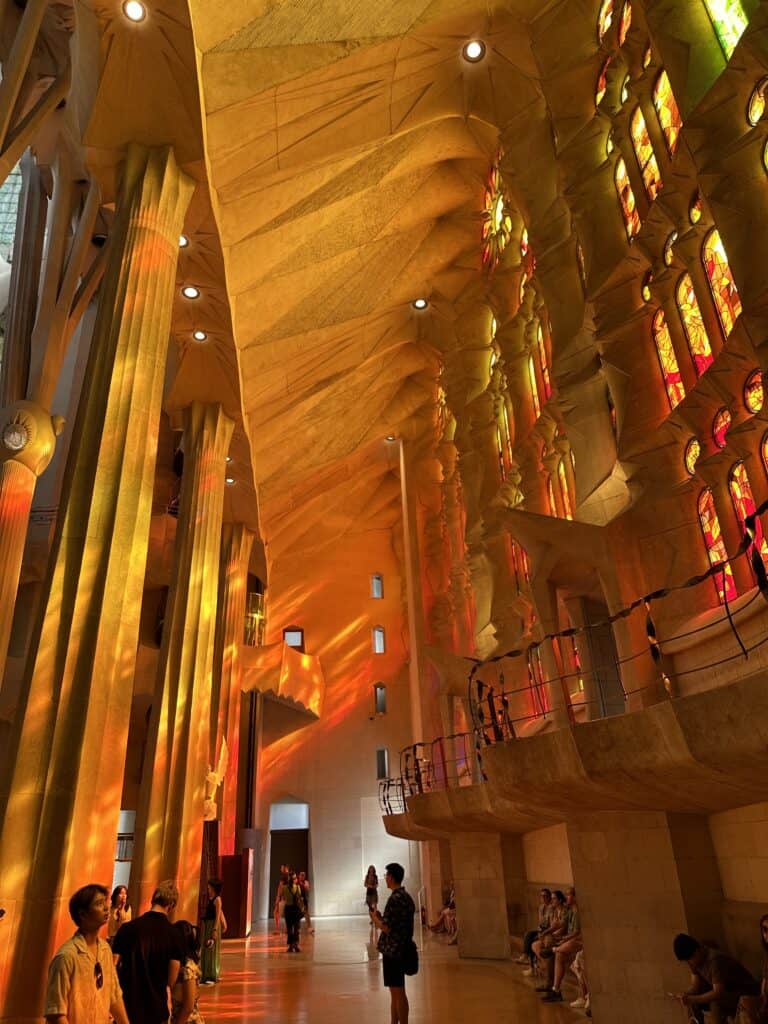 The afternoon glow of Sagrada Familia in Barcelona. The colors are amazing and Gaudi is a true artist.