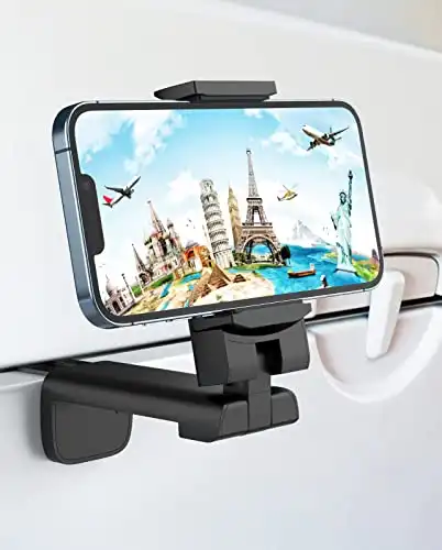 Airplane Travel Essentials Phone Holder, Universal Handsfree Phone Mount for Flying with 360 Degree Rotation