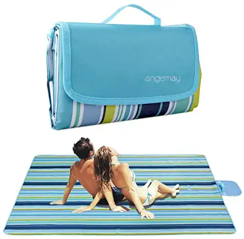 Angemay Outdoor & Picnic Blanket Extra Large Sand Proof and Waterproof Portable Beach Mat for Camping Hiking Festivals