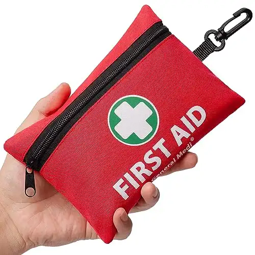 Mini First Aid Kit, 110 Piece Small First Aid Kit – Includes Emergency Foil Blanket, Scissors for Travel