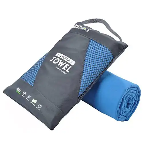 Rainleaf Microfiber Towel Perfect Travel & Sports & Camping Towel. Fast Drying - Super Absorbent - Ultra Compact