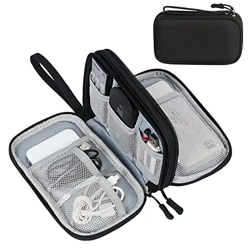 Travel Cable Organizer Pouch Electronic Accessories Carry Case Portable Waterproof Double Layers All-in-One Storage Bag for Cord, Charger, Phone, Earphone