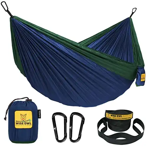 Wise Owl Outfitters Camping Hammocks - Portable Hammock for Outdoor, Indoor, Single Use w/ Tree Straps