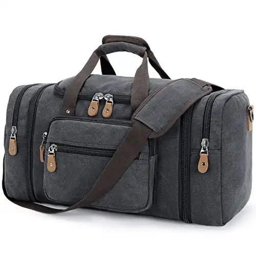 Gonex Canvas Duffle Bag for Travel 60L Expandable Duffel Weekend Overnight Bag