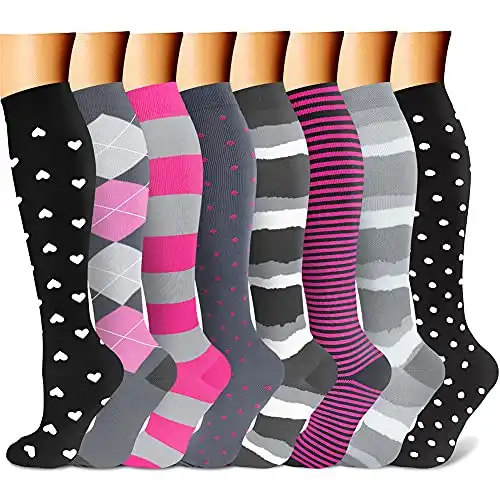 Compression Socks for Women & Men Circulation (8 Pairs) 15-20 mmHg