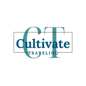 Logo featuring the letters "C" and "T" in teal, with the word "Cultivate" in blue and "Traveling" in smaller teal text underneath.