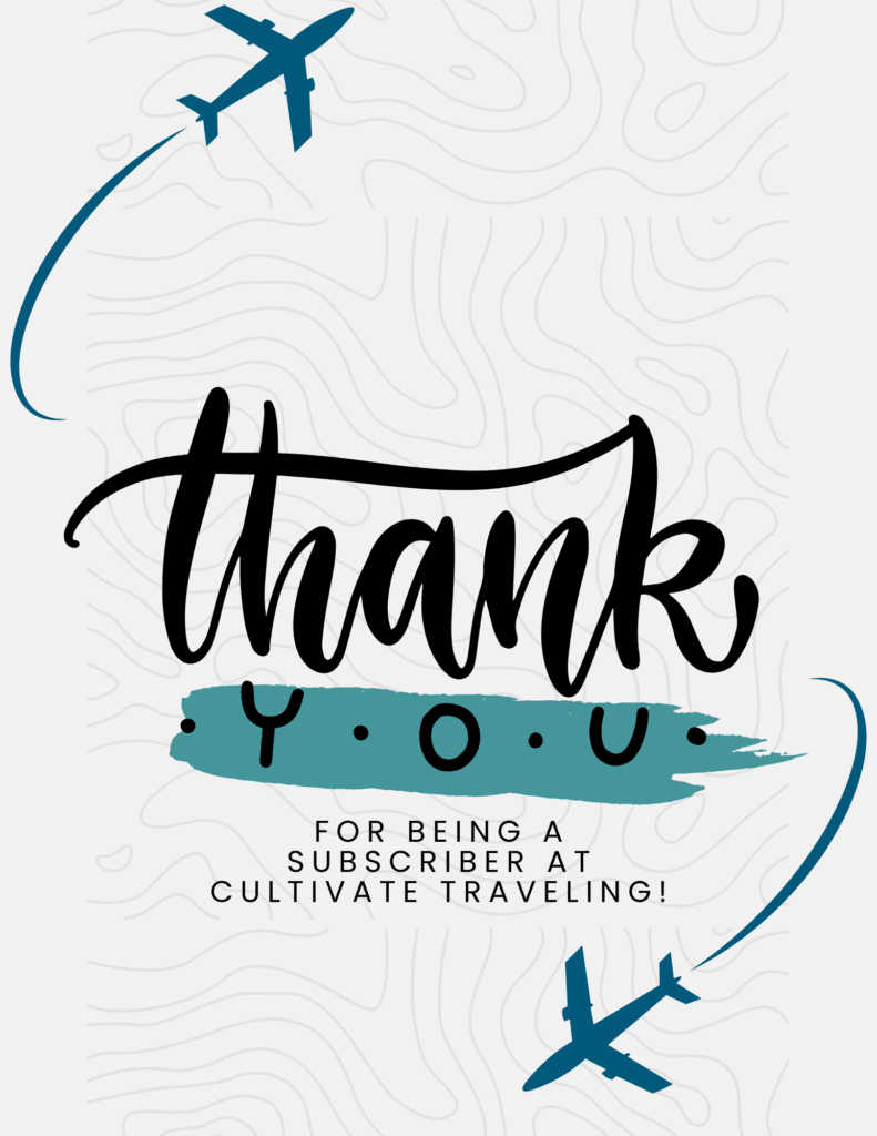 Thank you for being a subscriber at Cultivate Traveling. with planes as a border.